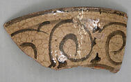 Ceramic Fragment, Earthenware; underglaze painted on white slip under transparent colorless glaze