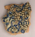 Fragment, Stonepaste; underglaze blue and black; transparent, colorless glaze