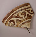 Ceramic Fragment, Stonepaste; transparent colorless glaze; luster painted; incised
