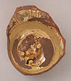 Fragment of a Bowl, Earthenware; incised decoration through a white slip and coloring under transparent glaze