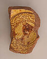 Fragment of a Bowl, Earthenware; incised decoration through a white slip and coloring under transparent glaze