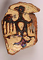 Fragment, Earthenware; incised decoration through a white slip and coloring under transparent glaze