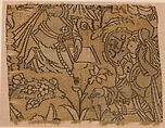 Fragment with a Garden Scene, Silk, metal wrapped thread; lampas