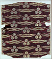 Fragmentary Silk Velvet with Repeating Tiger-stripe and 'Chintamani' Design, Silk, metal wrapped thread; cut and voided velvet (çatma), brocaded