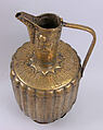 Ewer, Brass; fluted, engraved and repoussé, originally inlaid with silver
