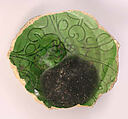 Fragment of a Bowl, Stonepaste, incised; glazed with transparent green glaze