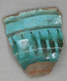 Fragment, Earthenware; underglaze painted blue; transparent turquoise glaze
