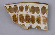 Ceramic Fragment, Earthenware; opaque white tin glaze; luster-painted