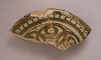 Ceramic Fragment, Earthenware; tin enameled luster-painted
