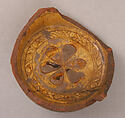 Fragment of a Bowl, Earthenware; incised decoration through white slip and coloring under transparent glaze