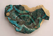 Ceramic Fragment, Stonepaste; underglaze painted under turquoise glaze