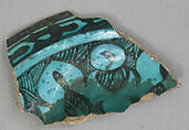 Ceramic Fragment, Stonepaste; underglaze painted under transparent turquoise glaze
