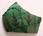 Ceramic Fragment, Earthenware; painted and slip-painted painted under green glaze