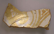 Ceramic Fragment, Earthenware; tin enameled, luster-painted