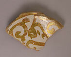 Ceramic Fragment, Fritware; luster-painted on opaque white glaze under transparent colorless glaze