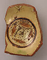 Fragment of a Bowl, Earthenware; incised decoration through white slip and coloring under transparent glaze