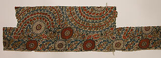 Textile Fragment, Cotton, silk; plain weave, embroidered