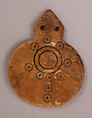 Lid, Bone; incised and inlaid with paint