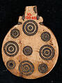 Pendant or Jar-Top, Bone; incised and inlaid with paint