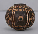Bead, Wood; inlaid with ivory