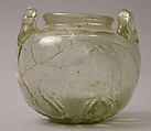 Jar, Glass; blown, applied, with impressed decoration, tooled on the pontil