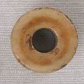 Button or Bead or Spindle Whorl, Bone; incised and inlaid with paint
