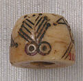 Button or Bead or Spindle Whorl, Bone; incised and inlaid with paint