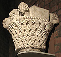Capital with a Basket-Weave Pattern and Rams’ Heads, Limestone; carved in relief