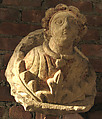 Corbel with Human Bust and Acanthus Leaves, Limestone, traces of paint; carved