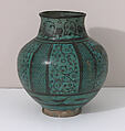 Jar, Stonepaste; underglaze painted under transparent turquoise glaze