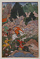 "Akbar Hunting", Folio from an Akbarnama (History of Akbar), Opaque watercolor, ink, and gold on paper