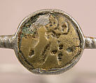 Bracelet with Holy Figures, Iron; inlaid with copper disks