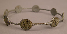 Bracelet with Holy Figures, Iron; inlaid with copper disks
