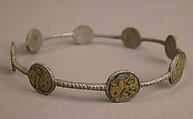 Bracelet with Holy Figures, Iron; inlaid with copper disks