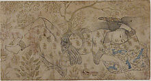 Reclining Figure, Ink, watercolor, and gold on paper