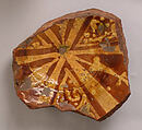 Fragment of a Bowl, Earthenware; slip-painted under transparent glaze