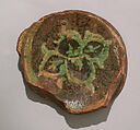 Fragment of a Dish, Earthenware; glazed over slip