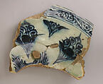 Ceramic Fragment, Stonepaste; painted with blue under transparent glaze