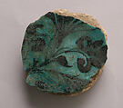 Fragment of Dish, Stonepaste; underglaze painted under turquoise glaze