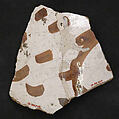 Fragment of Dish, Stonepaste; glazed and luster-painted with scratches on the luster