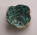 Fragment of Dish, Stonepaste; underglaze painted under turquoise glaze
