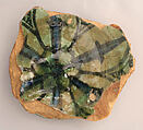 Fragment of a Dish, Earthenware; polychrome underglaze painted under greenish glaze