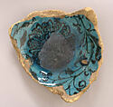 Fragment of a Bowl, Earthenware; underglaze painted under turquoise glaze