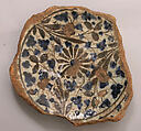 Ceramic Fragment, Earthenware; incised decoration through a white slip and coloring under a transparent glaze.