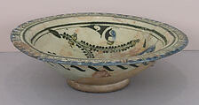 Bowl with a Sphinx, Stonepaste; underglaze-painted, transparent, colorless-greenish glaze