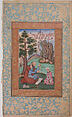 Young Prince and Mentor Sitting in Landscape, Ink, opaque watercolor, and gold on paper
