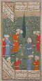 "A Scene of Lovers and their Friends in a Garden", Folio from a Kulliyat (Complete Works) of Sa'di, Ink, opaque watercolor, and gold on paper