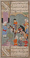 "The Head of the Village Thanks the King for Accepting his Humble Hospitality", Folio from a Kulliyat (Complete Works) of Sa'di, Ink, opaque watercolor, and gold on paper