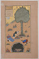 "How a Braggart was Drowned in a Well", Folio 33v from a Haft Paikar (Seven Portraits) of the Khamsa (Quintet) of Nizami of Ganja, Nizami (present-day Azerbaijan, Ganja 1141–1209 Ganja), Ink, opaque watercolor, and gold on paper