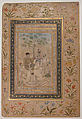 Visit to Holy Man by Prince Salim (Jahangir as a Youth?), Ink, opaque watercolor, and gold on paper